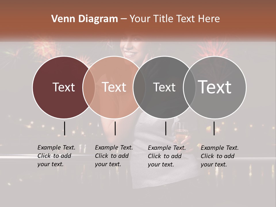 A Woman Holding A Glass Of Wine In Front Of Fireworks PowerPoint Template