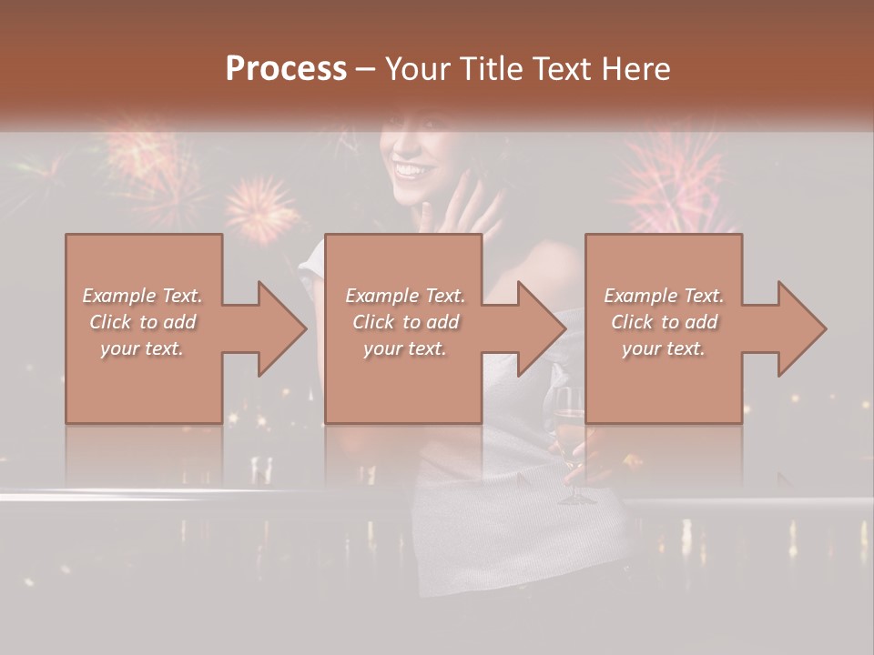 A Woman Holding A Glass Of Wine In Front Of Fireworks PowerPoint Template