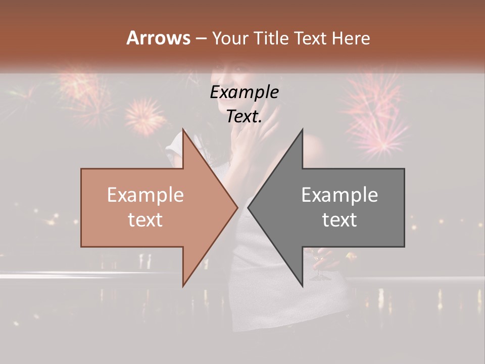 A Woman Holding A Glass Of Wine In Front Of Fireworks PowerPoint Template