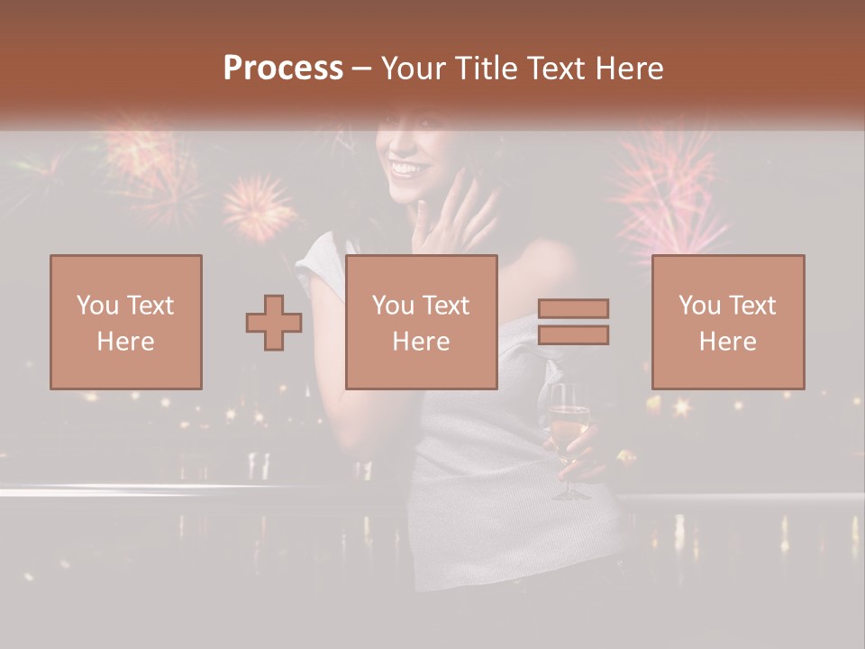 A Woman Holding A Glass Of Wine In Front Of Fireworks PowerPoint Template