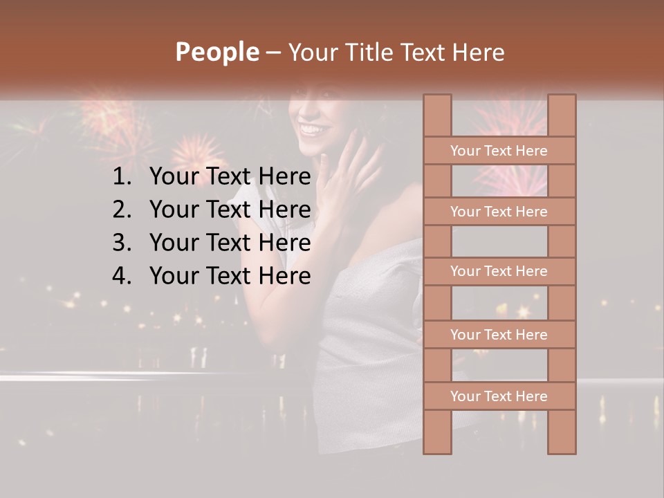 A Woman Holding A Glass Of Wine In Front Of Fireworks PowerPoint Template