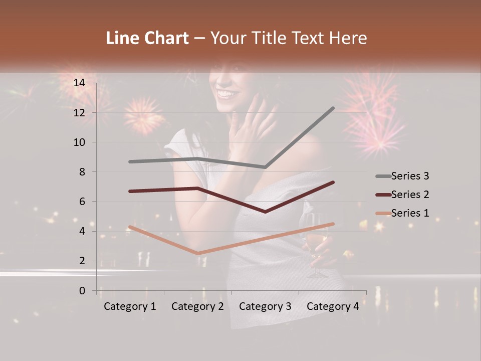 A Woman Holding A Glass Of Wine In Front Of Fireworks PowerPoint Template