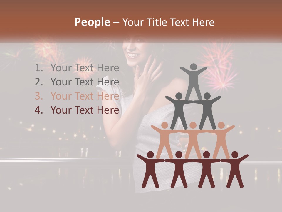 A Woman Holding A Glass Of Wine In Front Of Fireworks PowerPoint Template