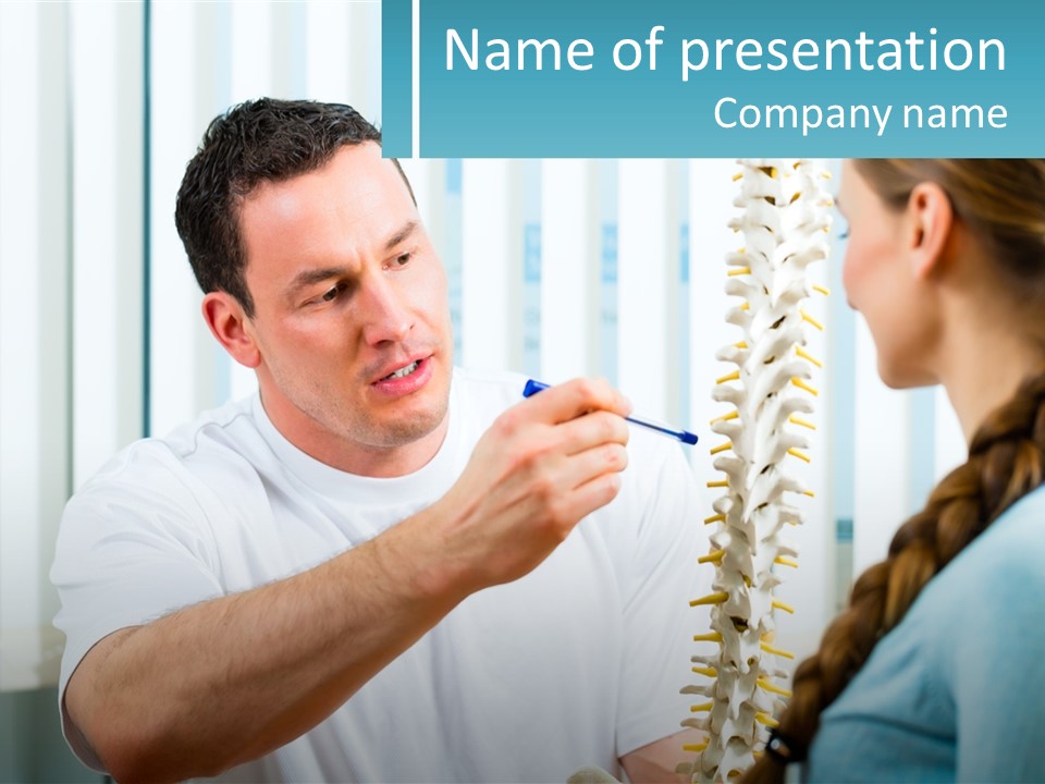A Man And A Woman Looking At A Skeleton PowerPoint Template