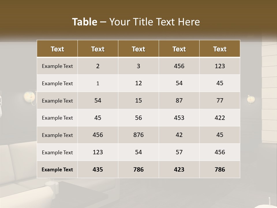 A Room With A Couch, Table, Chairs And A Chandelier PowerPoint Template