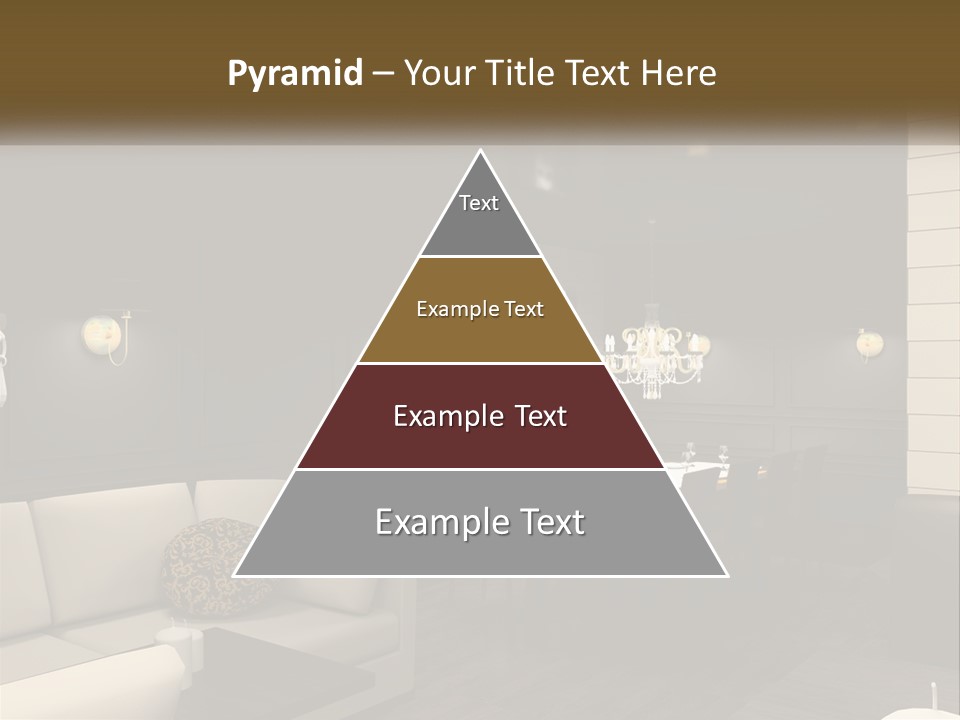 A Room With A Couch, Table, Chairs And A Chandelier PowerPoint Template