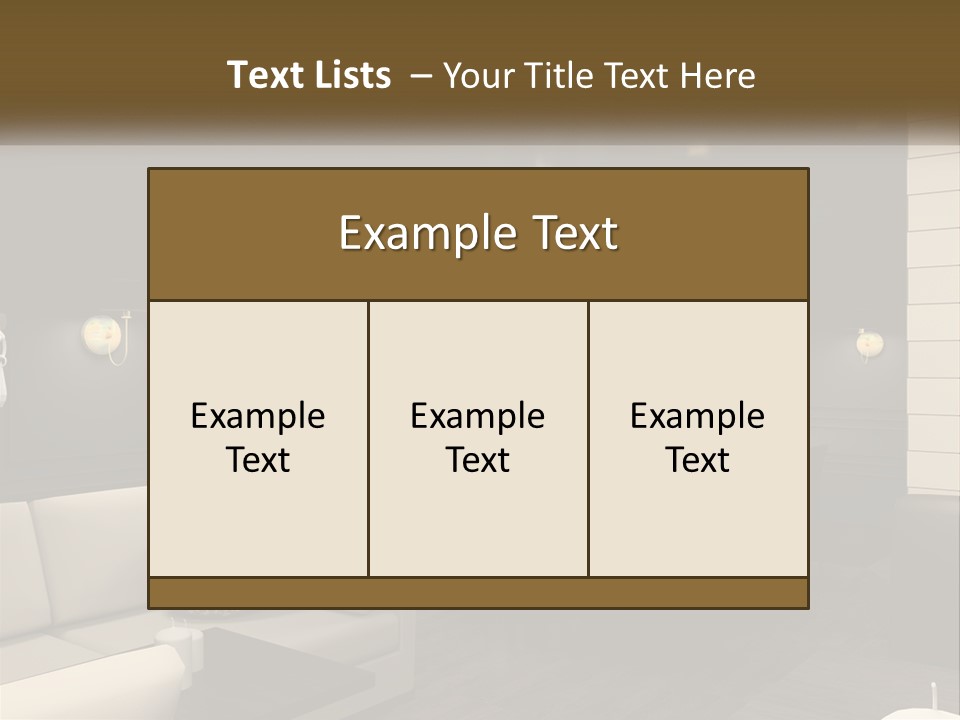 A Room With A Couch, Table, Chairs And A Chandelier PowerPoint Template