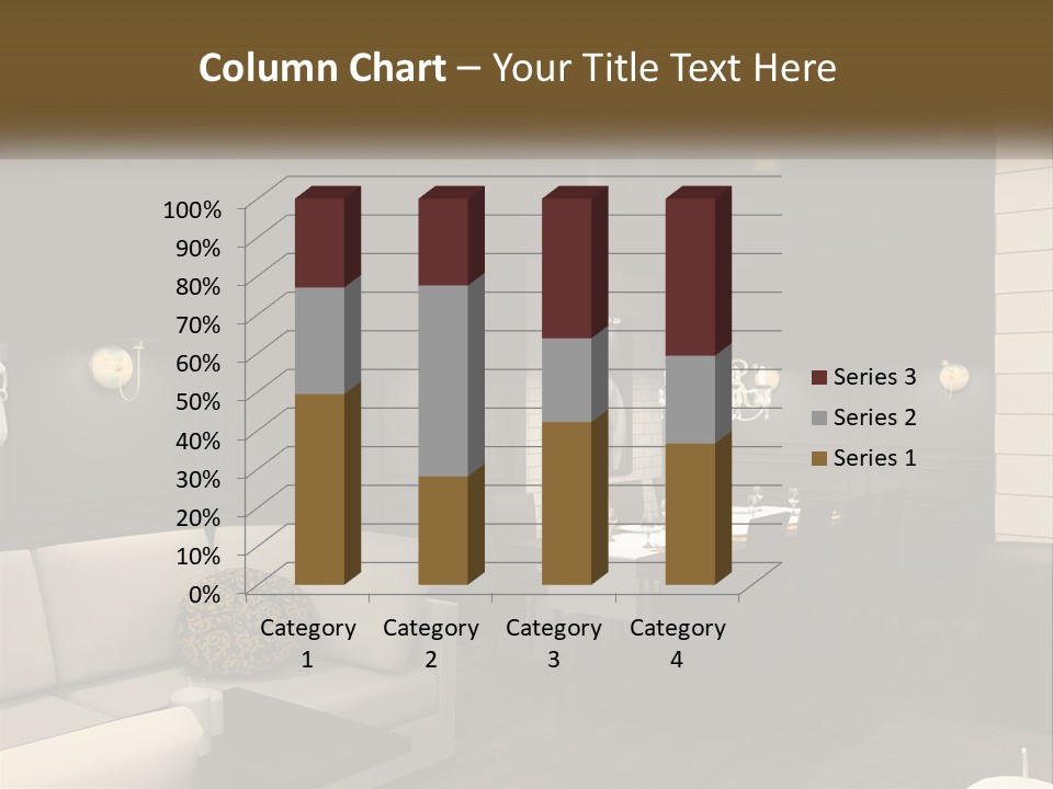 A Room With A Couch, Table, Chairs And A Chandelier PowerPoint Template