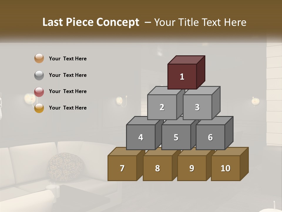 A Room With A Couch, Table, Chairs And A Chandelier PowerPoint Template