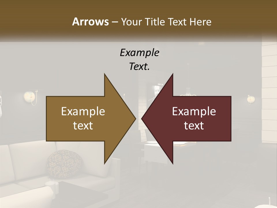 A Room With A Couch, Table, Chairs And A Chandelier PowerPoint Template