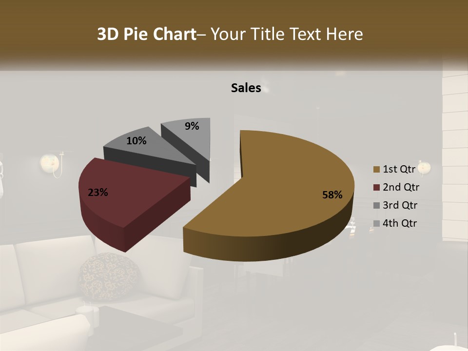 A Room With A Couch, Table, Chairs And A Chandelier PowerPoint Template