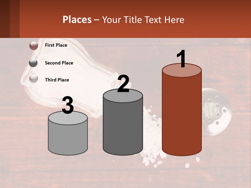 A Salt Shaker And A Scoop Of Salt On A Wooden Table PowerPoint Template