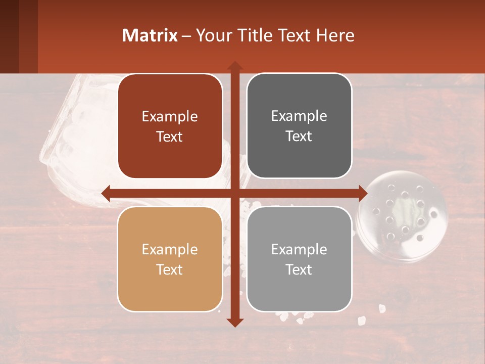 A Salt Shaker And A Scoop Of Salt On A Wooden Table PowerPoint Template