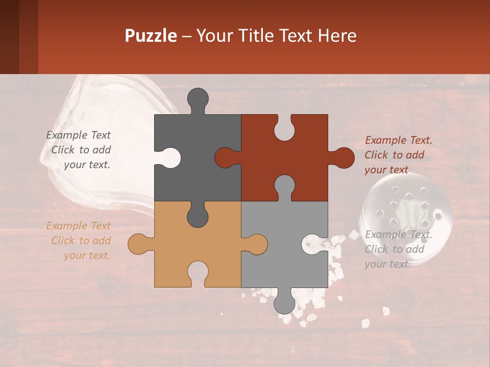 A Salt Shaker And A Scoop Of Salt On A Wooden Table PowerPoint Template
