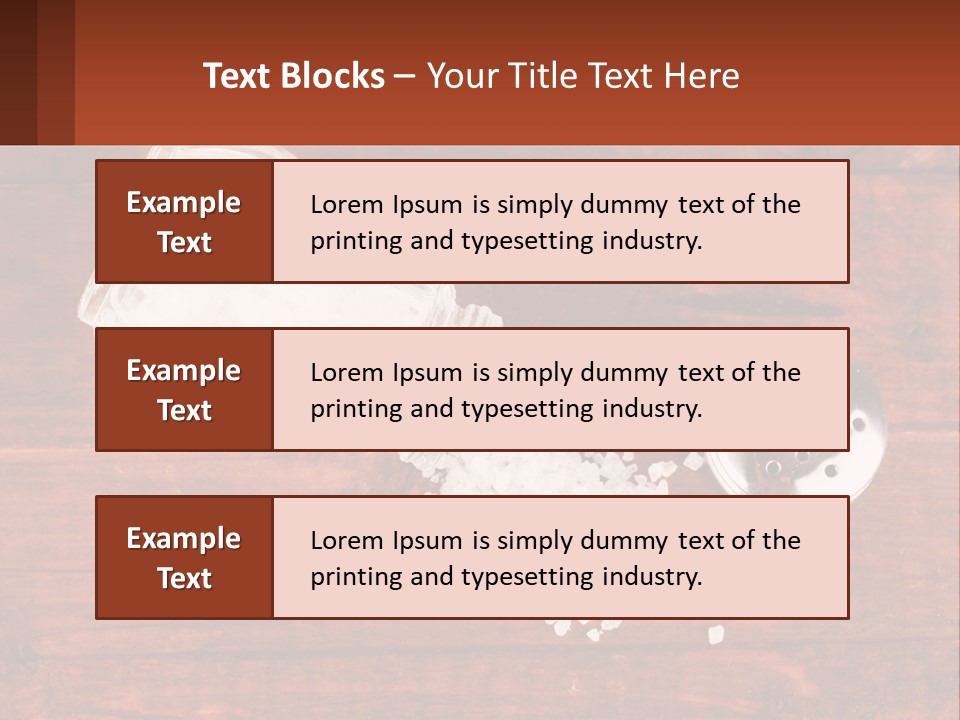 A Salt Shaker And A Scoop Of Salt On A Wooden Table PowerPoint Template