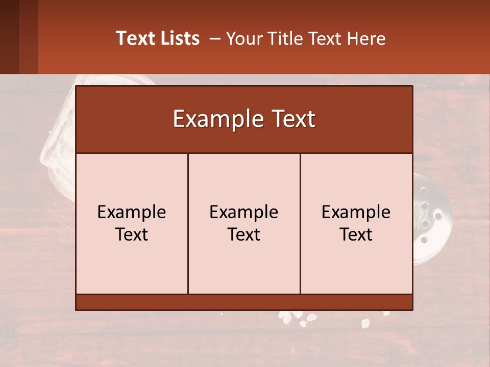 A Salt Shaker And A Scoop Of Salt On A Wooden Table PowerPoint Template