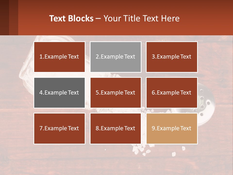 A Salt Shaker And A Scoop Of Salt On A Wooden Table PowerPoint Template