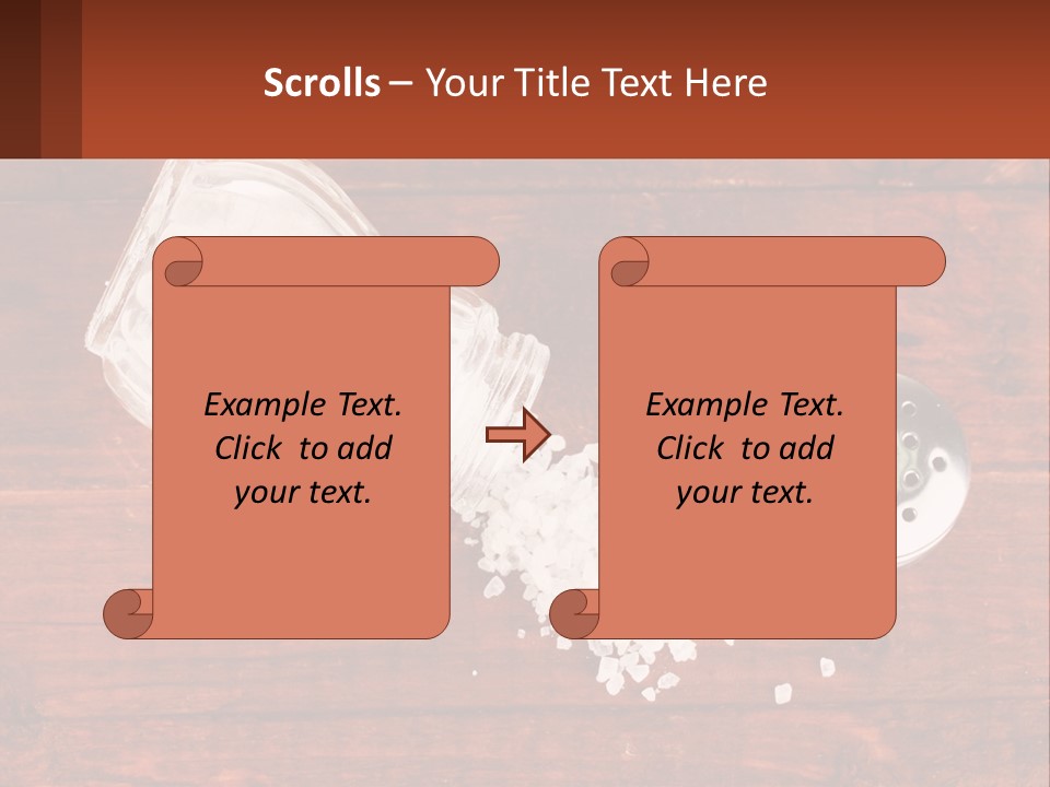 A Salt Shaker And A Scoop Of Salt On A Wooden Table PowerPoint Template