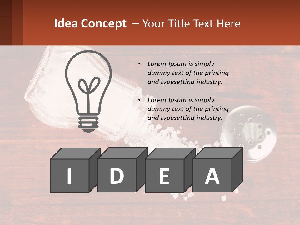 A Salt Shaker And A Scoop Of Salt On A Wooden Table PowerPoint Template