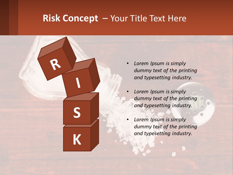 A Salt Shaker And A Scoop Of Salt On A Wooden Table PowerPoint Template