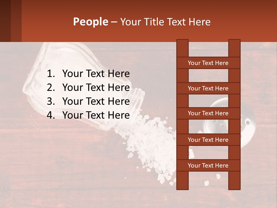 A Salt Shaker And A Scoop Of Salt On A Wooden Table PowerPoint Template