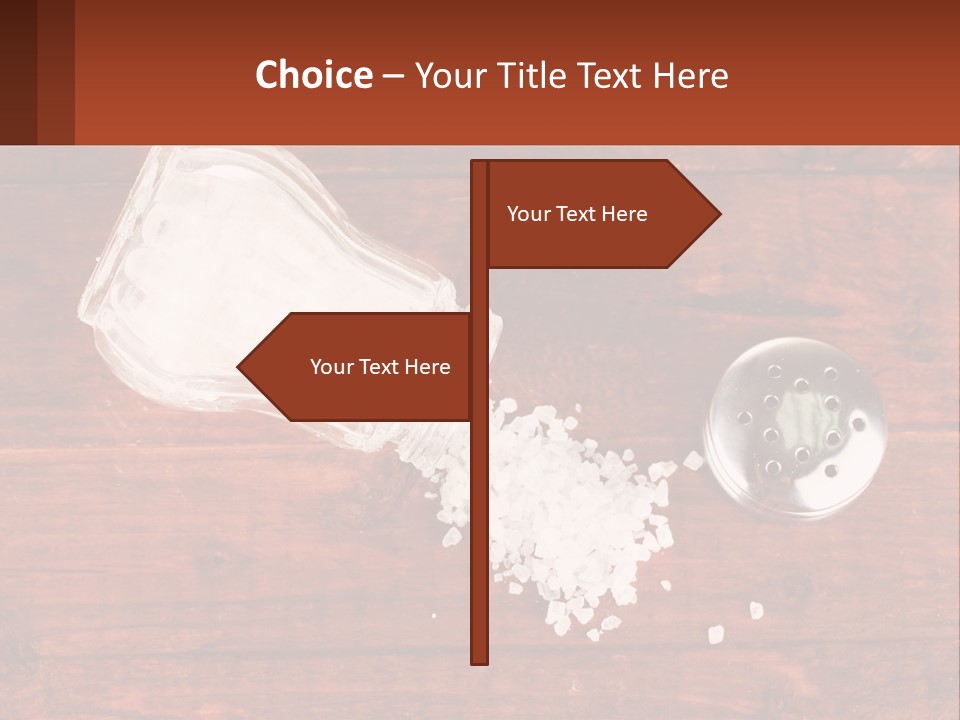 A Salt Shaker And A Scoop Of Salt On A Wooden Table PowerPoint Template