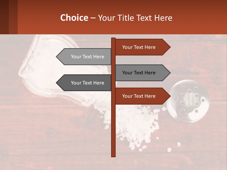 A Salt Shaker And A Scoop Of Salt On A Wooden Table PowerPoint Template