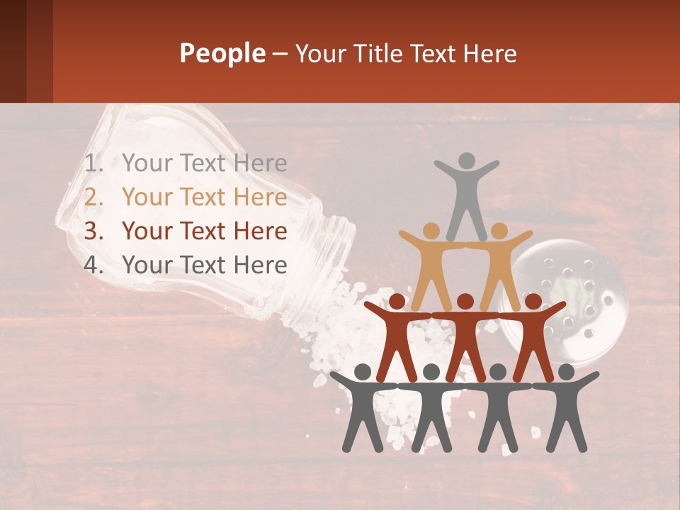 A Salt Shaker And A Scoop Of Salt On A Wooden Table PowerPoint Template