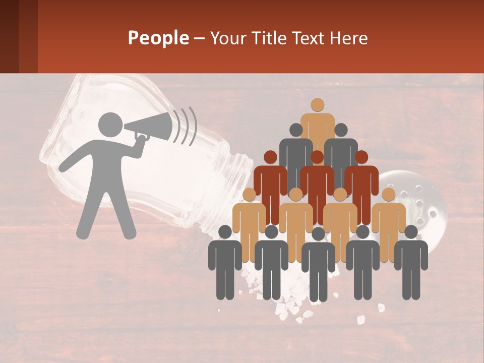 A Salt Shaker And A Scoop Of Salt On A Wooden Table PowerPoint Template