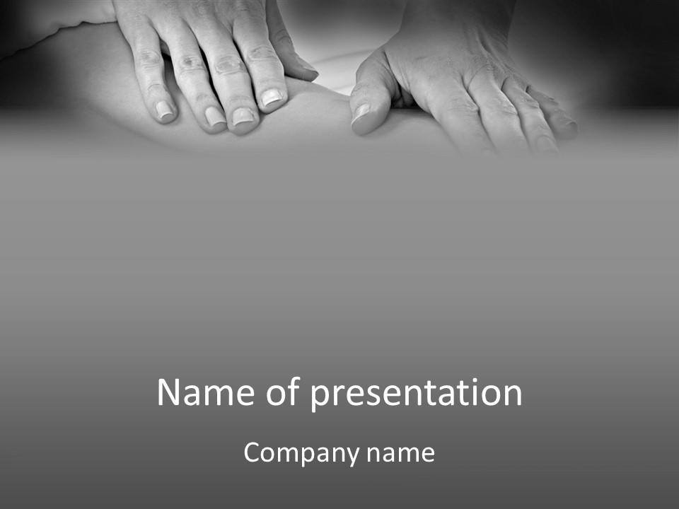 A Black And White Photo Of Two Hands Touching Each Other PowerPoint Template