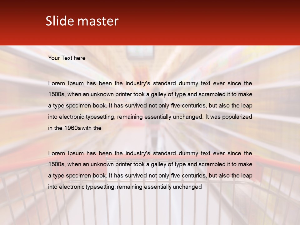 A Shopping Cart In A Store With A Person In The Background PowerPoint Template