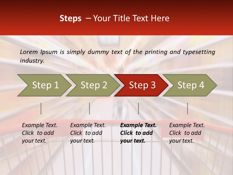 A Shopping Cart In A Store With A Person In The Background PowerPoint Template