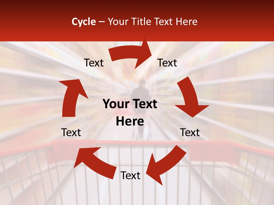 A Shopping Cart In A Store With A Person In The Background PowerPoint Template