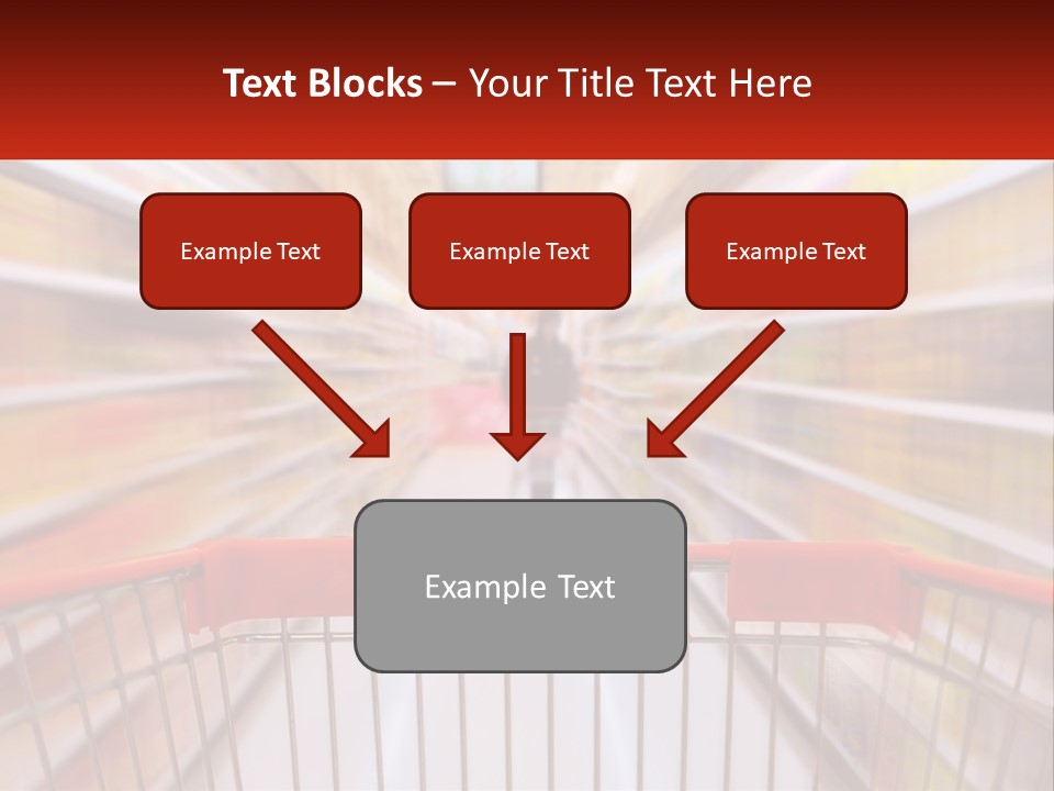 A Shopping Cart In A Store With A Person In The Background PowerPoint Template