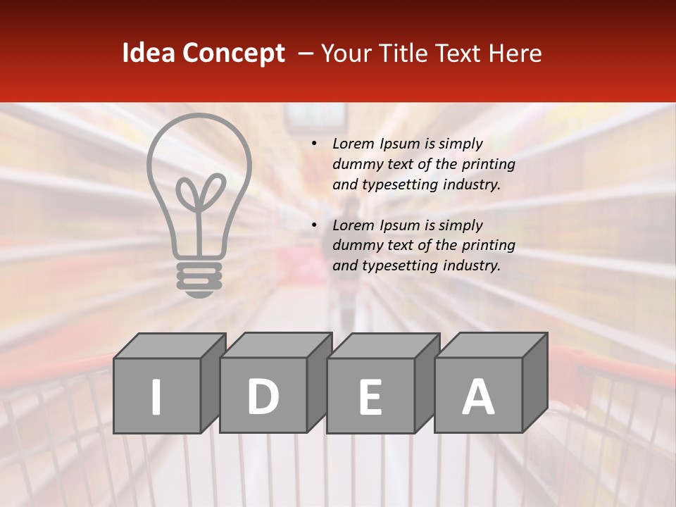 A Shopping Cart In A Store With A Person In The Background PowerPoint Template