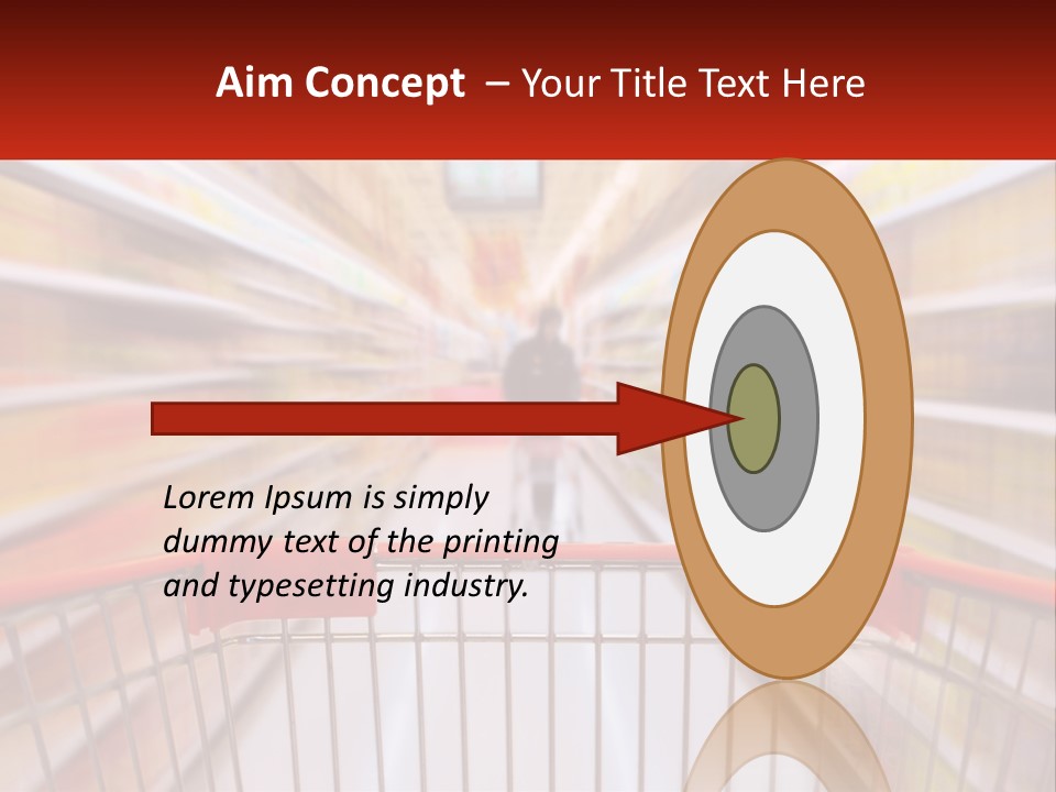 A Shopping Cart In A Store With A Person In The Background PowerPoint Template