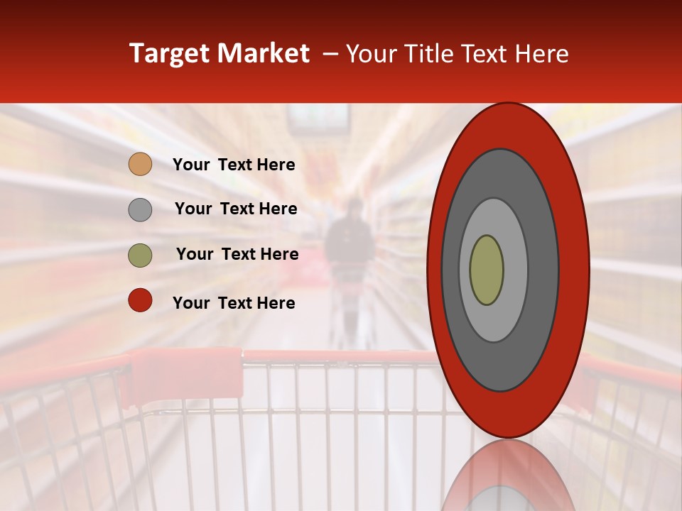 A Shopping Cart In A Store With A Person In The Background PowerPoint Template