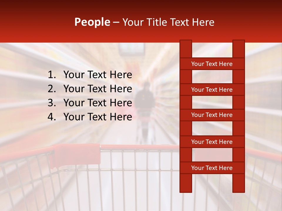 A Shopping Cart In A Store With A Person In The Background PowerPoint Template