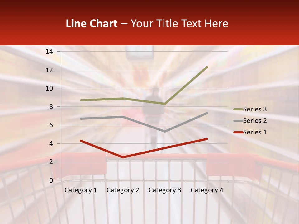 A Shopping Cart In A Store With A Person In The Background PowerPoint Template