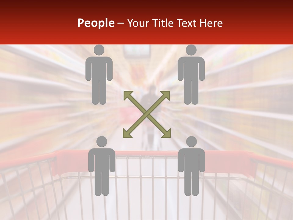 A Shopping Cart In A Store With A Person In The Background PowerPoint Template