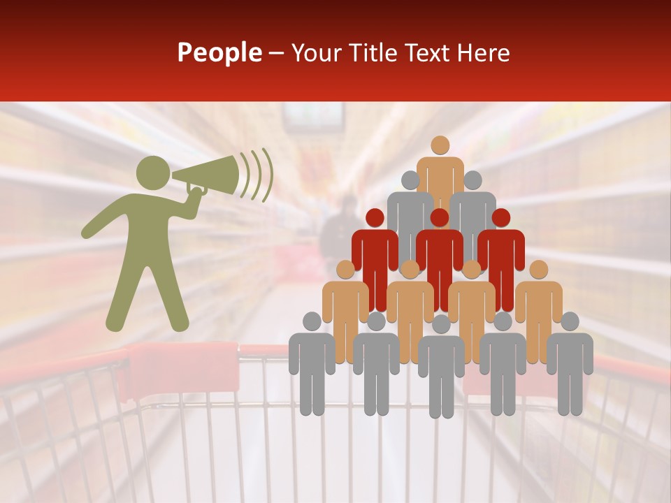 A Shopping Cart In A Store With A Person In The Background PowerPoint Template
