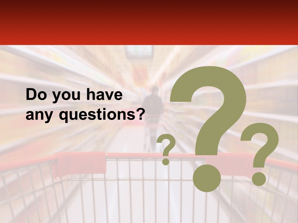 A Shopping Cart In A Store With A Person In The Background PowerPoint Template