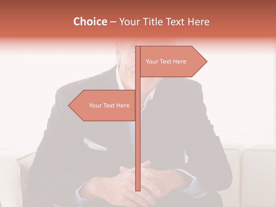 A Man In A Suit Is Holding A Sign PowerPoint Template