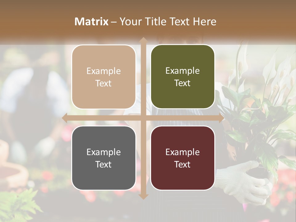 A Woman Holding A Potted Plant In A Greenhouse PowerPoint Template