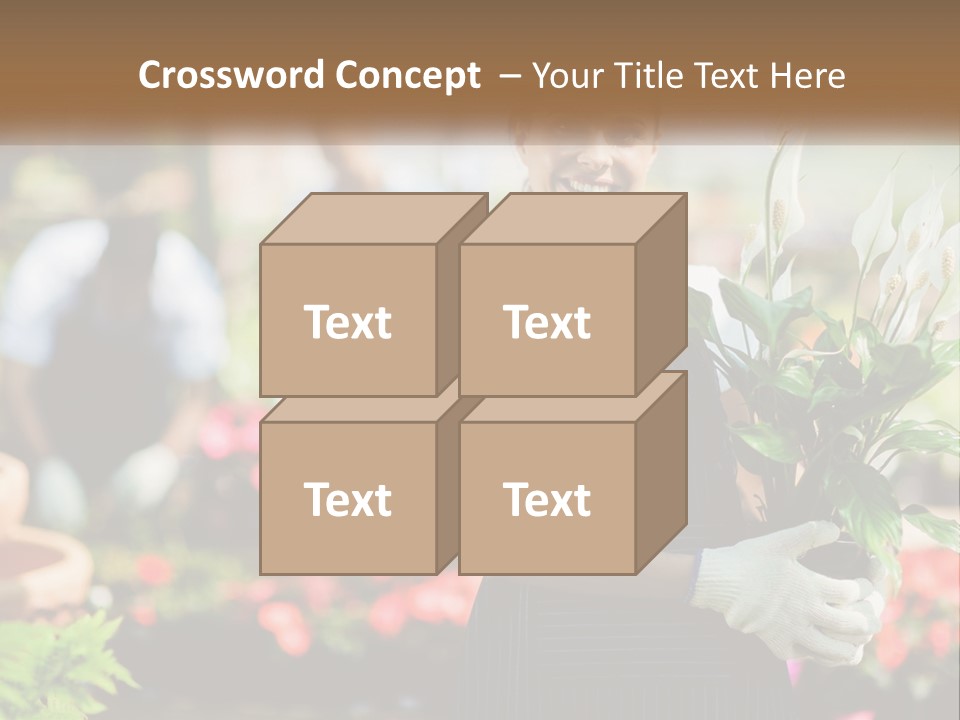 A Woman Holding A Potted Plant In A Greenhouse PowerPoint Template