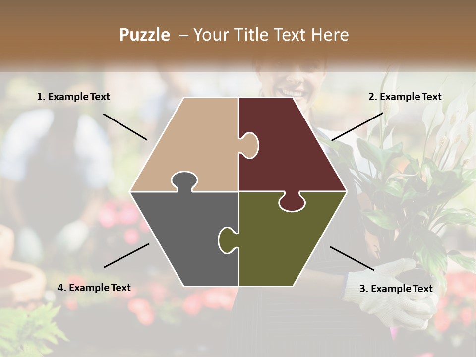 A Woman Holding A Potted Plant In A Greenhouse PowerPoint Template