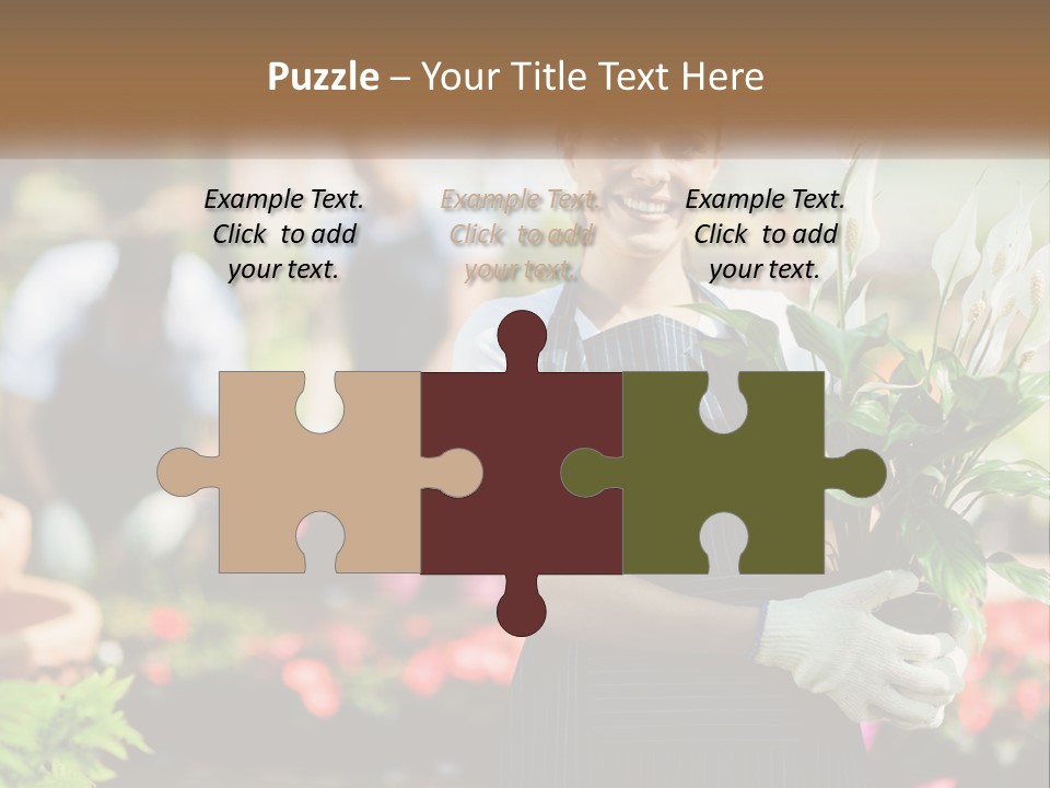 A Woman Holding A Potted Plant In A Greenhouse PowerPoint Template