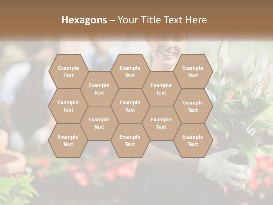 A Woman Holding A Potted Plant In A Greenhouse PowerPoint Template