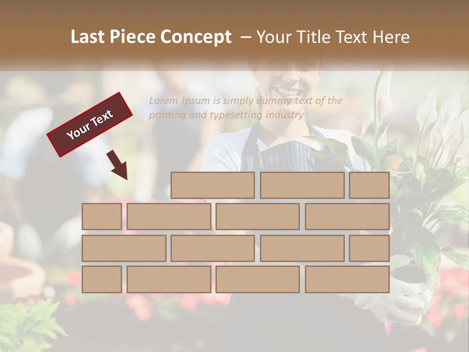 A Woman Holding A Potted Plant In A Greenhouse PowerPoint Template
