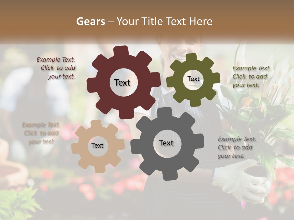 A Woman Holding A Potted Plant In A Greenhouse PowerPoint Template